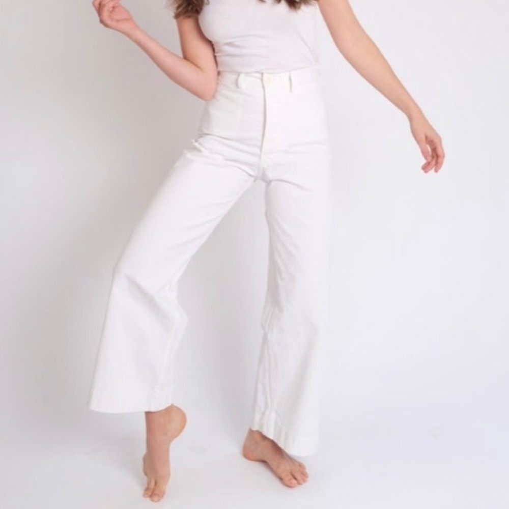 Jesse Kamm High-Rise Wide Leg Pants in White